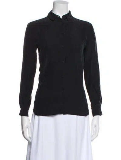 Pre-owned Sézane Silk Long Sleeve Blouse In Blue