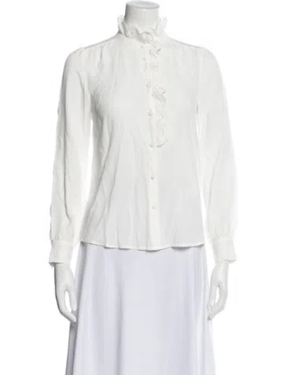 Pre-owned Sézane Silk Long Sleeve Blouse In Blue