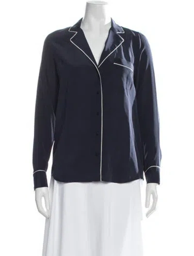 Pre-owned Sézane Silk Long Sleeve Blouse In Blue