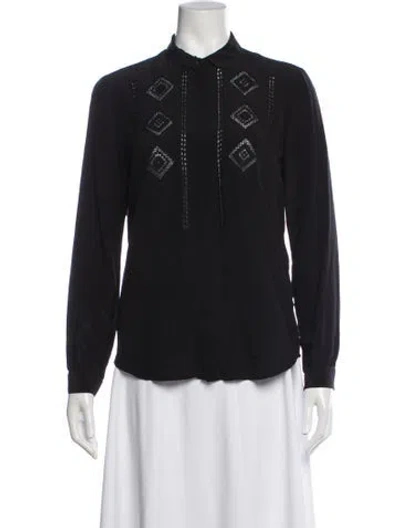 Pre-owned Sézane Silk Long Sleeve Blouse In Blue