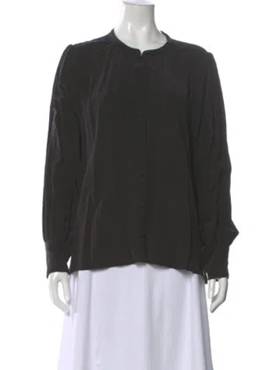 Pre-owned Sézane Silk Long Sleeve Blouse In Gray