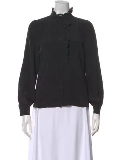 Pre-owned Sézane Silk Long Sleeve Blouse In Gray