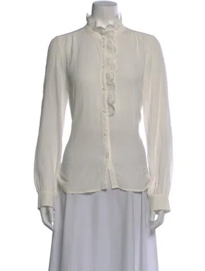 Pre-owned Sézane Silk Long Sleeve Blouse In Gray