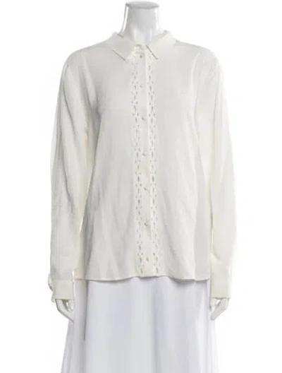 Pre-owned Sézane Silk Long Sleeve Blouse In Neutral