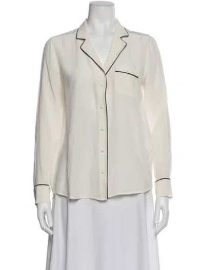 Pre-owned Sézane Silk Long Sleeve Blouse In Neutral