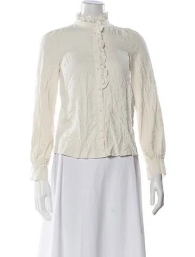 Pre-owned Sézane Silk Long Sleeve Blouse In Neutral