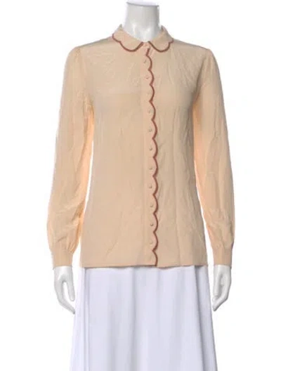 Pre-owned Sézane Silk Long Sleeve Blouse In Neutral