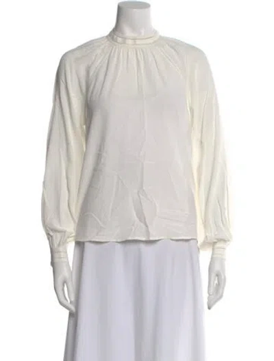 Pre-owned Sézane Silk Long Sleeve Blouse In Neutral