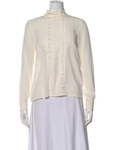 Pre-owned Sézane Silk Long Sleeve Blouse In Neutral