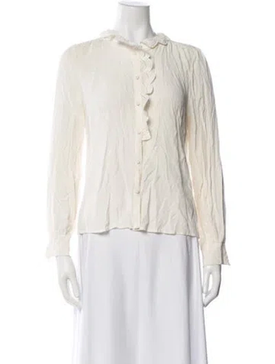 Pre-owned Sézane Silk Long Sleeve Blouse In Neutral