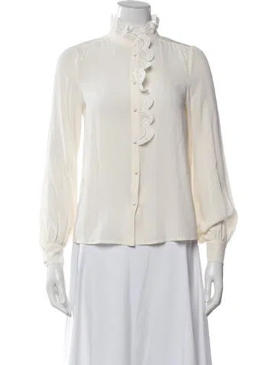 Pre-owned Sézane Silk Long Sleeve Blouse In Neutral