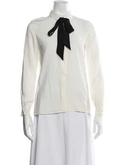 Pre-owned Sézane Silk Long Sleeve Blouse In Neutral