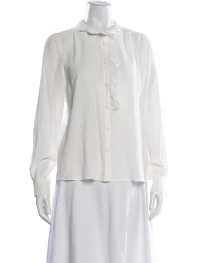Pre-owned Sézane Silk Long Sleeve Blouse In Neutral