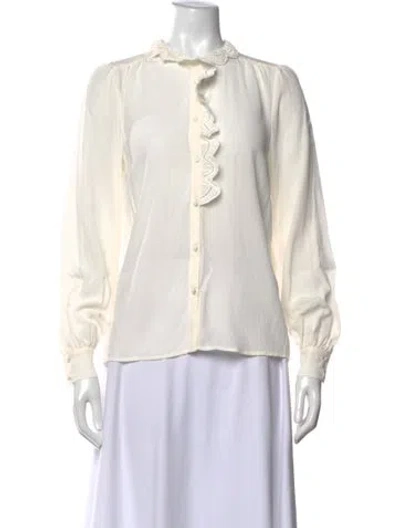 Pre-owned Sézane Silk Long Sleeve Blouse In Neutrals