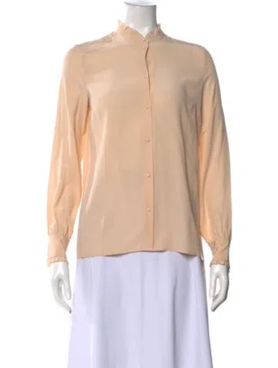 Pre-owned Sézane Silk Long Sleeve Blouse In Orange