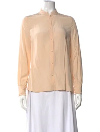Pre-owned Sézane Silk Long Sleeve Blouse In Orange