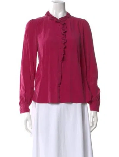 Pre-owned Sézane Silk Long Sleeve Blouse In Pink