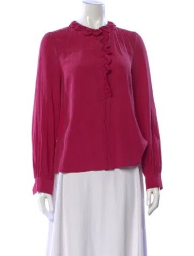 Pre-owned Sézane Silk Long Sleeve Blouse In Pink