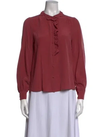 Pre-owned Sézane Silk Long Sleeve Blouse In Pink