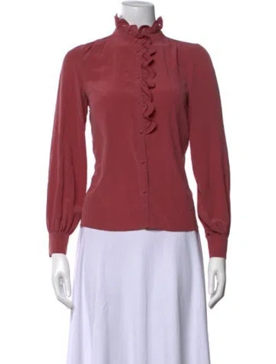 Pre-owned Sézane Silk Long Sleeve Blouse In Pink
