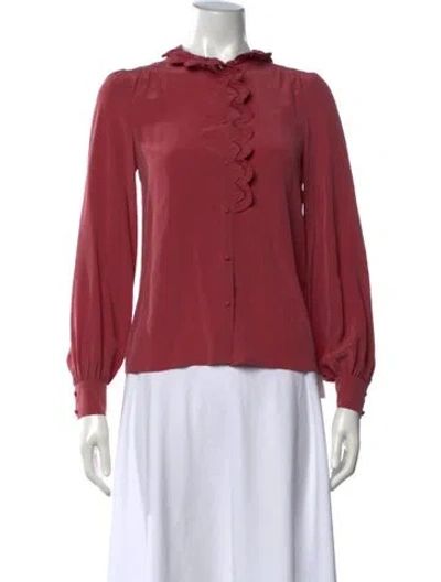 Pre-owned Sézane Silk Long Sleeve Blouse In Pink