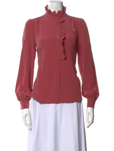 Pre-owned Sézane Silk Long Sleeve Blouse In Pink