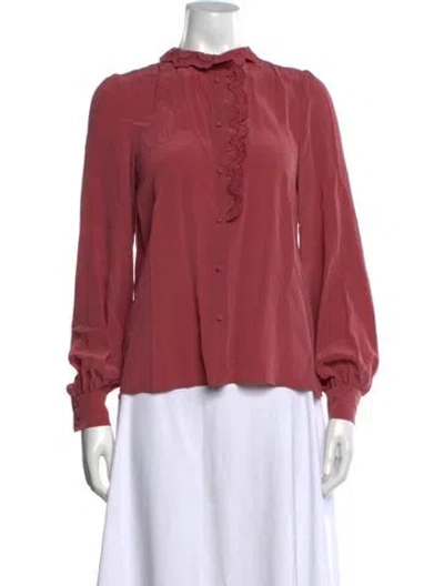 Pre-owned Sézane Silk Long Sleeve Blouse In Pink