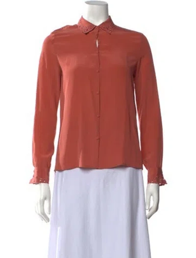 Pre-owned Sézane Silk Long Sleeve Blouse In Pink