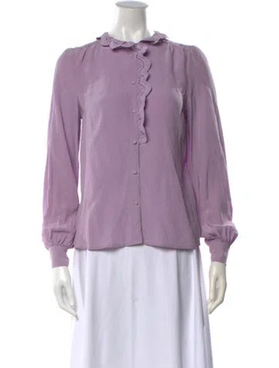 Pre-owned Sézane Silk Long Sleeve Blouse In Purple