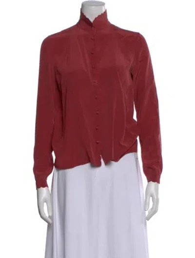 Pre-owned Sézane Silk Long Sleeve Blouse In Red
