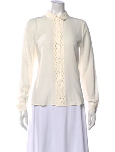 Pre-owned Sézane Silk Long Sleeve Blouse W/ Tags In Neutral