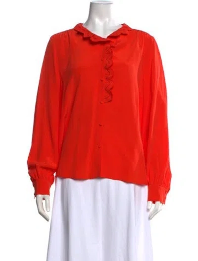 Pre-owned Sézane Silk Long Sleeve Blouse W/ Tags In Orange