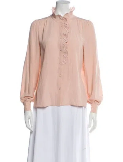 Pre-owned Sézane Silk Long Sleeve Blouse W/ Tags In Pink