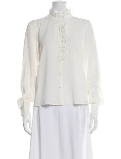 Pre-owned Sézane Silk Long Sleeve Blouse W/ Tags In White