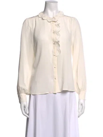 Pre-owned Sézane Silk Long Sleeve Blouse W/ Tags In White