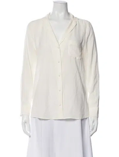 Pre-owned Sézane Silk Long Sleeve Blouse In White