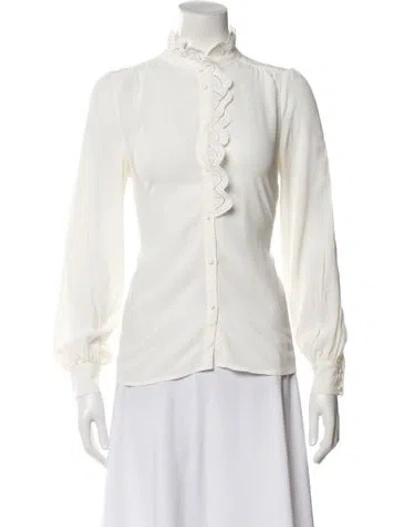 Pre-owned Sézane Silk Long Sleeve Blouse In White