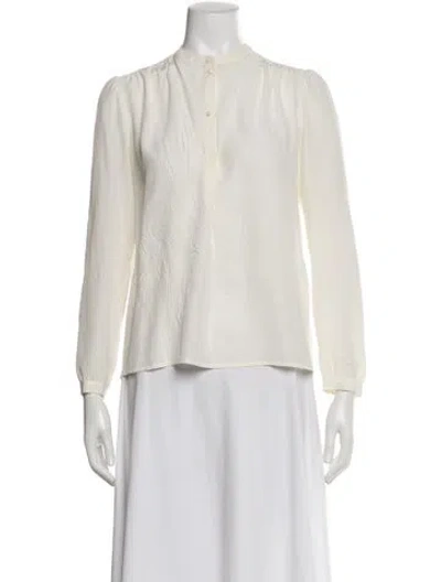 Pre-owned Sézane Silk Long Sleeve Blouse In White