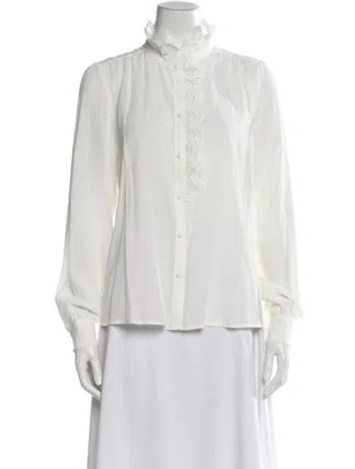 Pre-owned Sézane Silk Long Sleeve Blouse In White