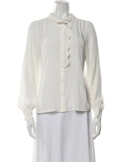 Pre-owned Sézane Silk Long Sleeve Blouse In White