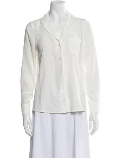 Pre-owned Sézane Silk Long Sleeve Blouse In White