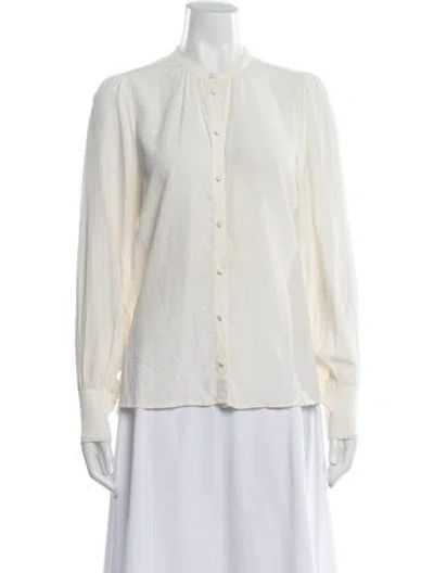 Pre-owned Sézane Silk Long Sleeve Blouse In White