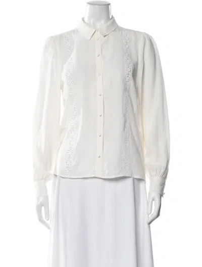 Pre-owned Sézane Silk Long Sleeve Blouse In White
