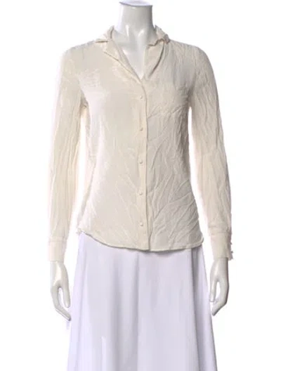 Pre-owned Sézane Silk Long Sleeve Blouse In White