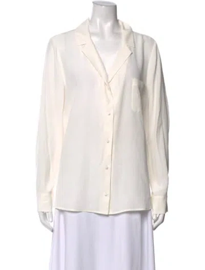 Pre-owned Sézane Silk Long Sleeve Blouse In White