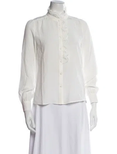 Pre-owned Sézane Silk Long Sleeve Blouse In White