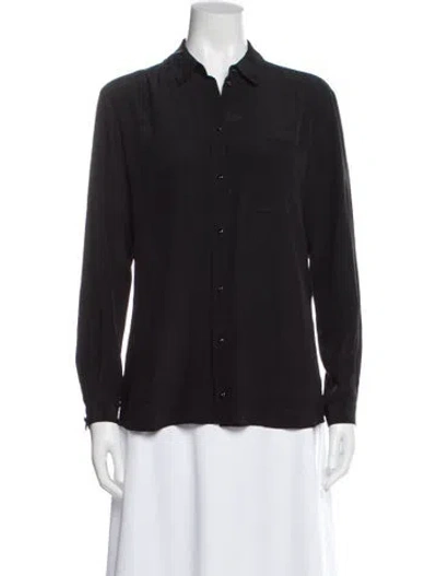 Pre-owned Sézane Silk Long Sleeve Button-up Top In Gray