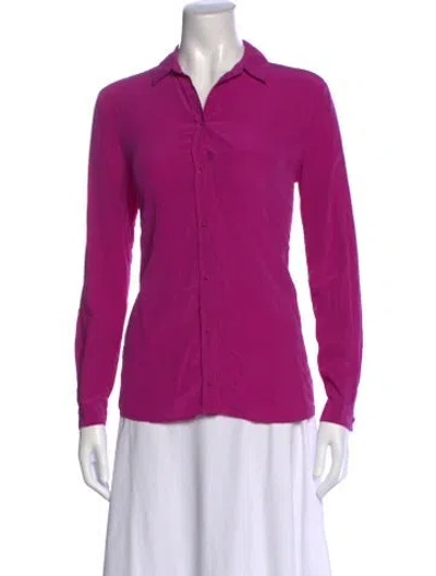 Pre-owned Sézane Silk Long Sleeve Button-up Top In Pink