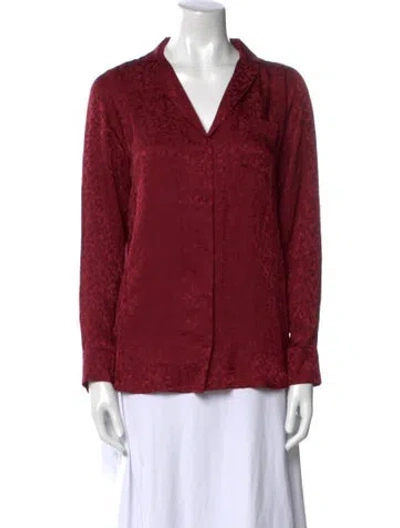 Pre-owned Sézane Silk Long Sleeve Button-up Top In Red