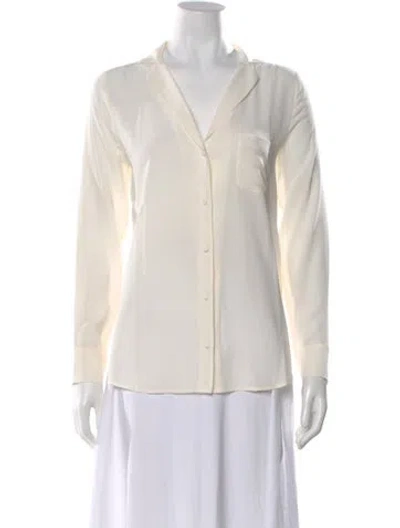 Pre-owned Sézane Silk Long Sleeve Button-up Top W/ Tags In Neutral